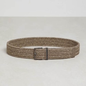 Braided belt with shiny loop. cucinelli