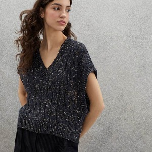 Dazzling silk and linen cable knit sweater vest. cucinelli