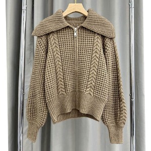 cucinelli Wool Cable Zip up Knit