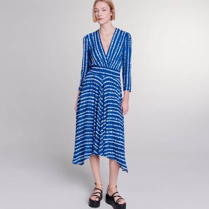 maje Abstract-pattern Asymmetrical Mid  Dress
